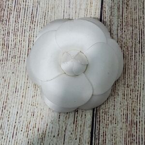 Vintage White Handmade Silk Camellia Brooch